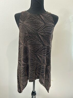 New York & Company Black Tank Top with Rose Gold Metallic Accents